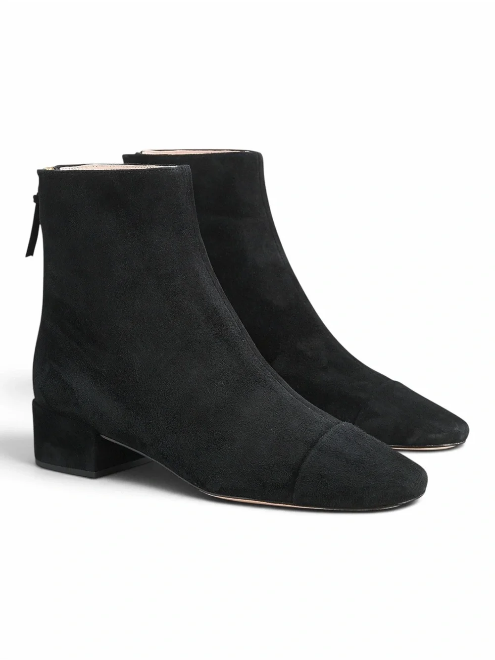 J.Crew – Roxie Cap-Toe Ankle Boots in Suede – Black Block Heel – Sz. 8